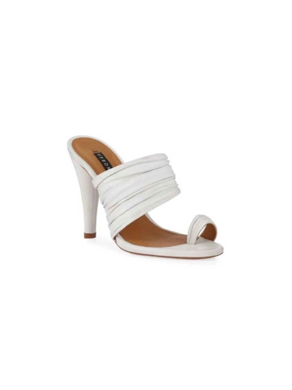 Veronica Beard Orla Napa Leather Toe Ring Sandals in Eggshell